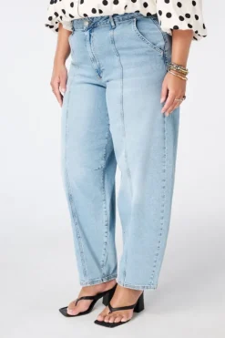 Barrel jeans met siernaden