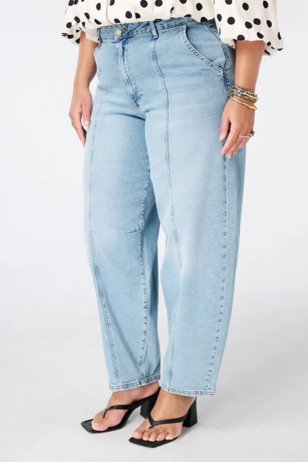 Barrel jeans met siernaden