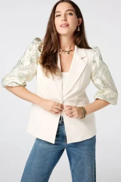 Blazer met korte mouwen met opdruk