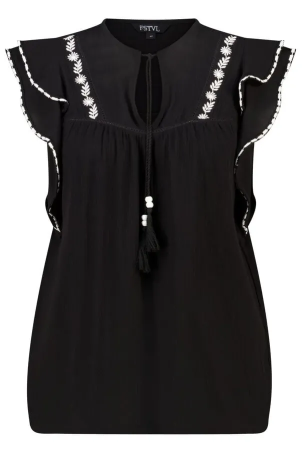 Blouse met korte ruffle mouwen