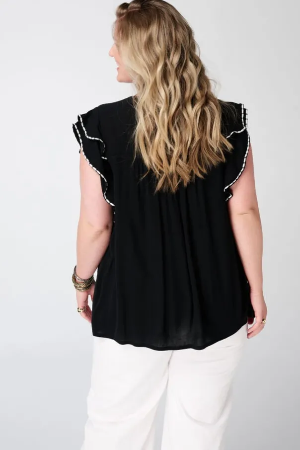 Blouse met korte ruffle mouwen