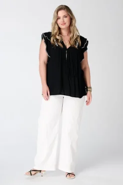 Blouse met korte ruffle mouwen