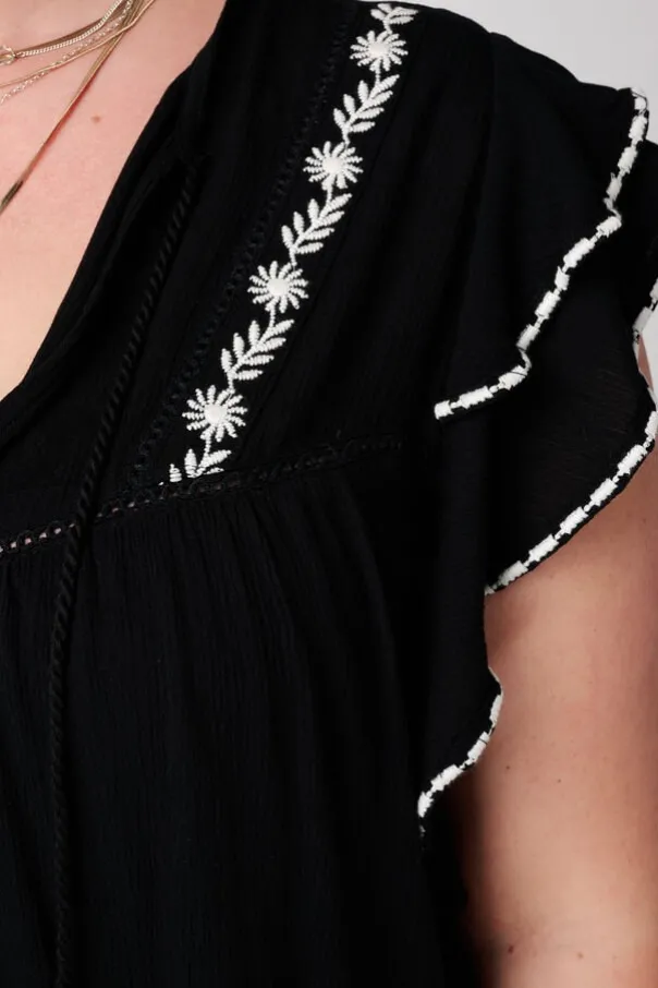 Blouse met korte ruffle mouwen