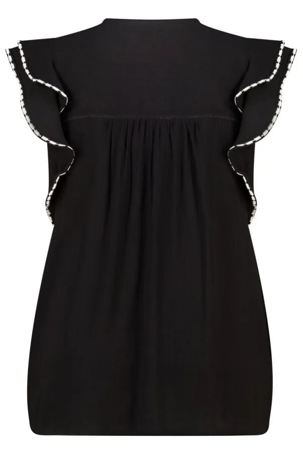 Blouse met korte ruffle mouwen