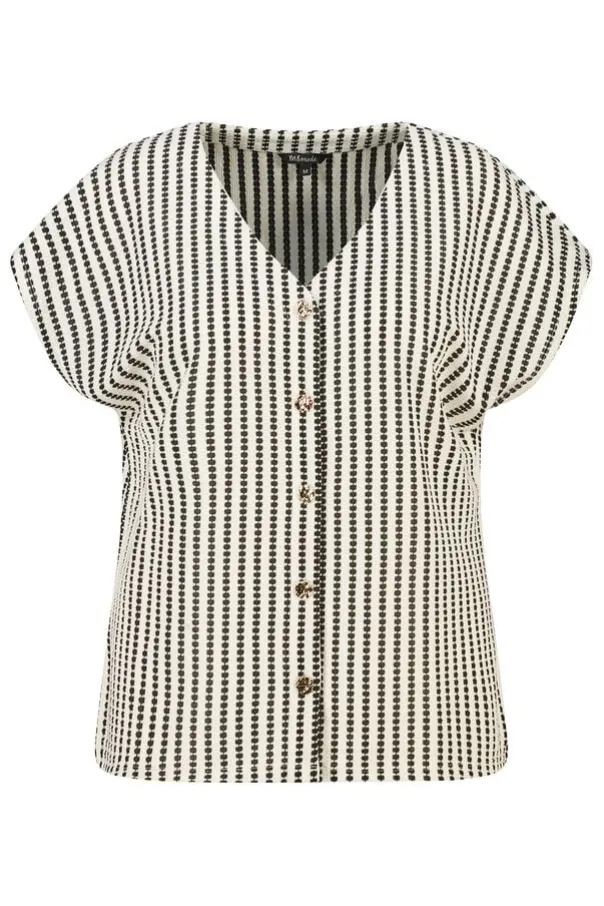 Bouclé top met print