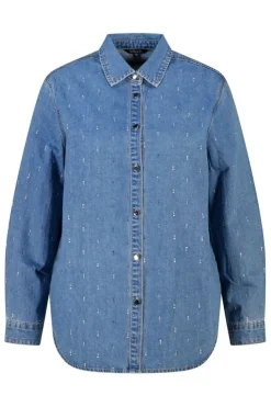 Denim blouse met strass
