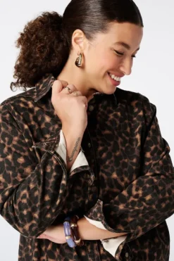 Denim jurk met animal print