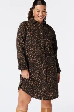 Denim jurk met animal print