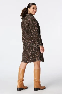 Denim jurk met animal print