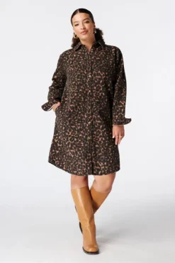 Denim jurk met animal print