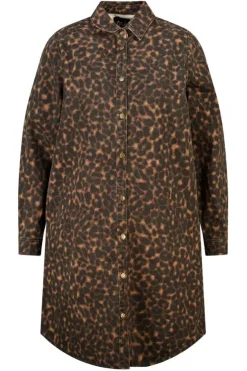 Denim jurk met animal print