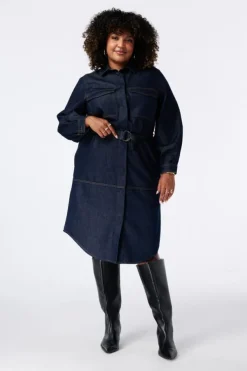 Denim jurk met ceintuur