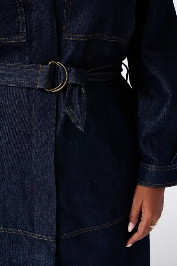 Denim jurk met ceintuur
