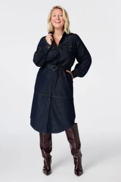 Denim jurk met ceintuur