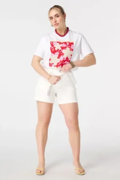 Denim short met tailleband