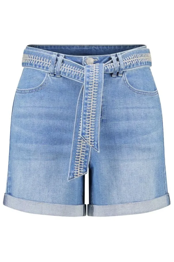 Denim short met tailleband
