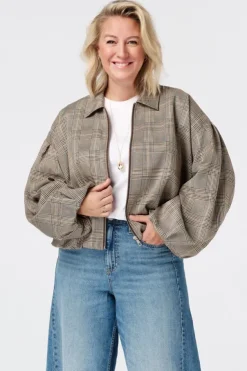Geruit bomber jasje