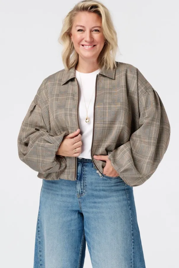 Geruit bomber jasje