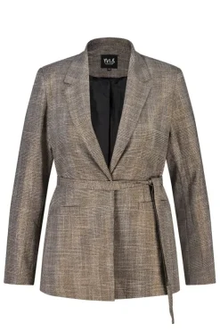 Geruite blazer met ceintuur