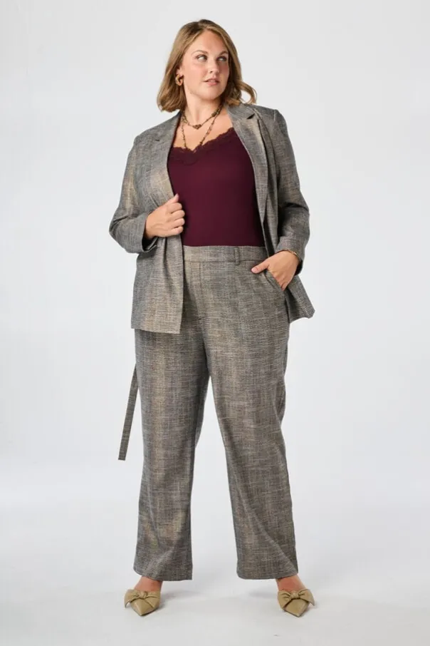 Geruite blazer met ceintuur