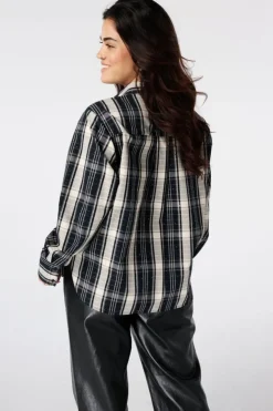Geruite blouse met strass steentjes