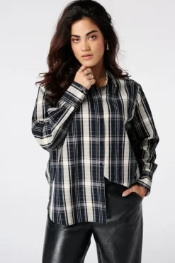 Geruite blouse met strass steentjes