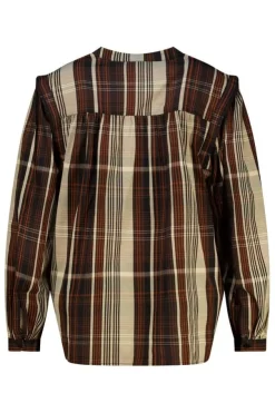 Geruite blouse met volant