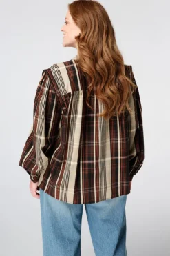 Geruite blouse met volant