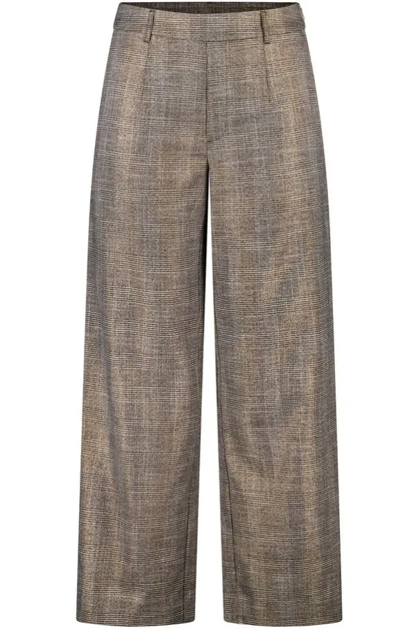Geruite wide leg broek