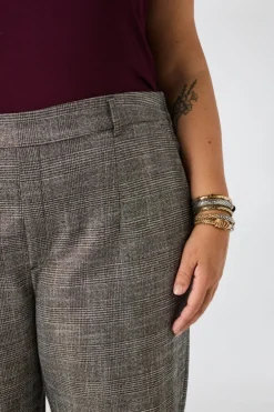 Geruite wide leg broek