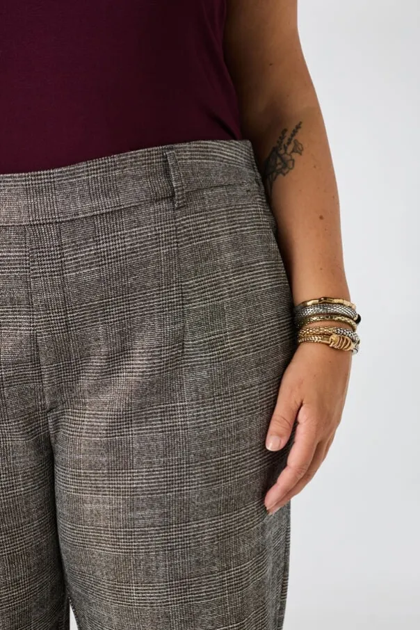 Geruite wide leg broek