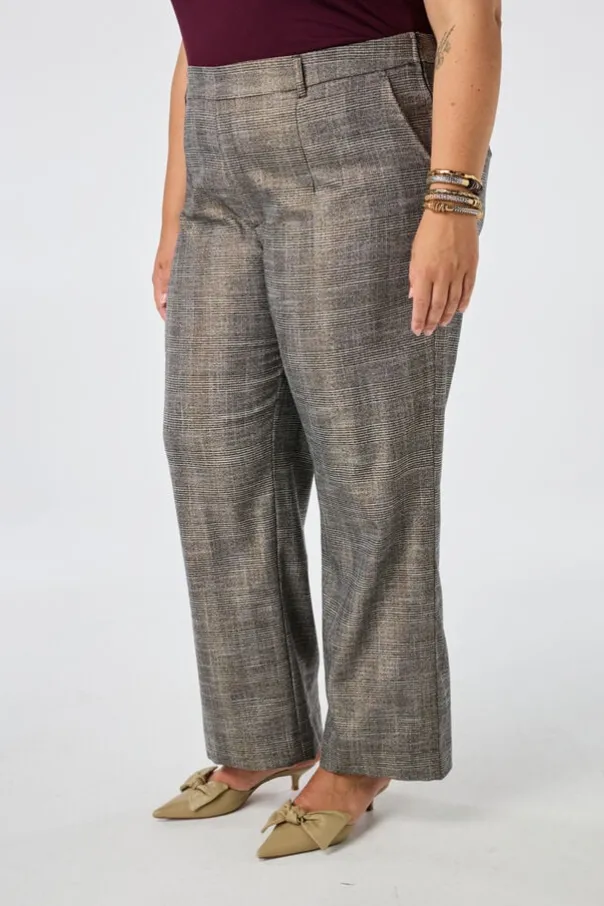 Geruite wide leg broek