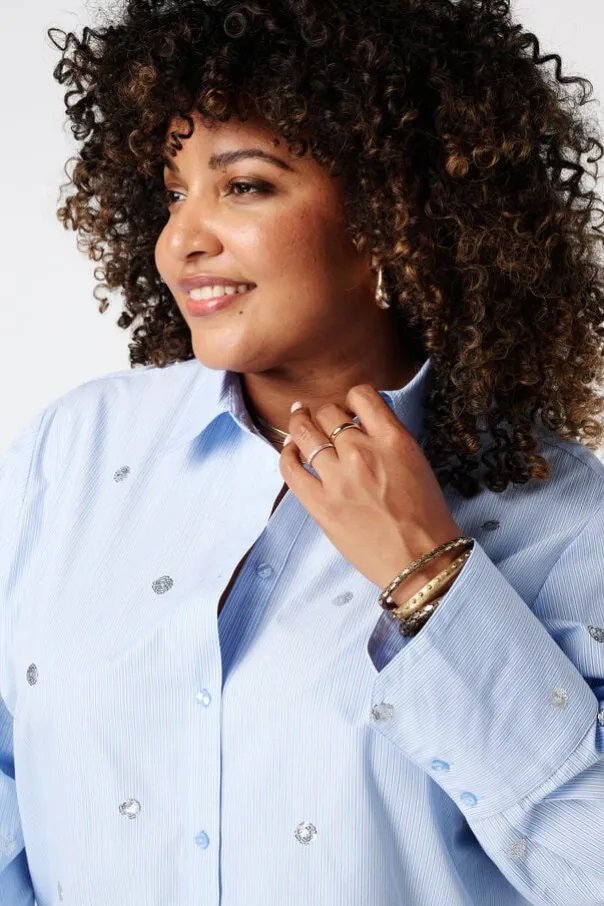 Gestreepte blouse met pailletten