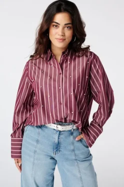 Gestreepte blouse met parels
