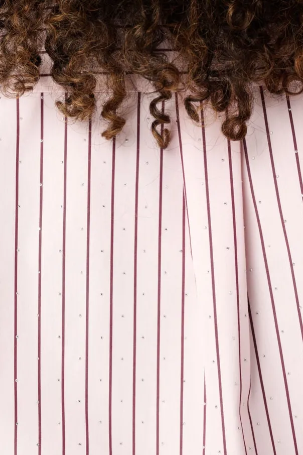 Gestreepte blouse met strass steentjes