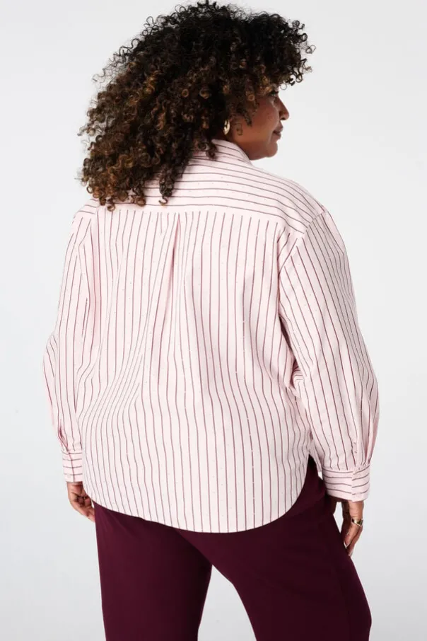 Gestreepte blouse met strass steentjes