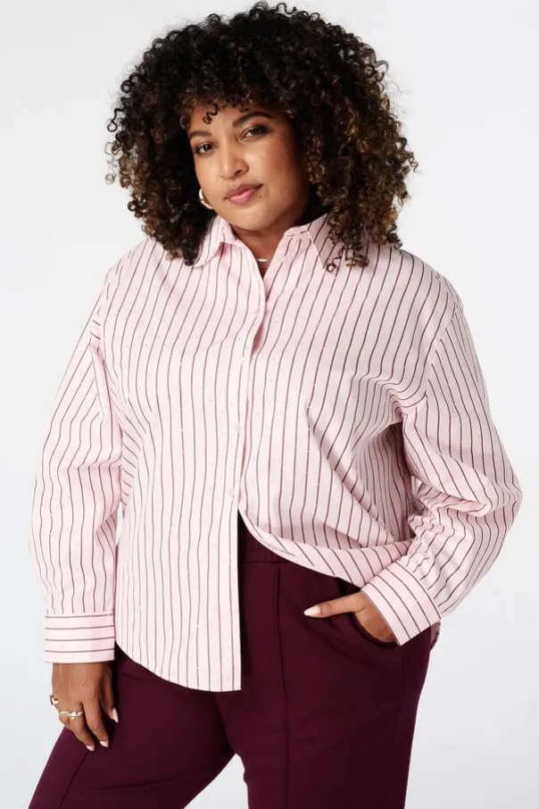 Gestreepte blouse met strass steentjes
