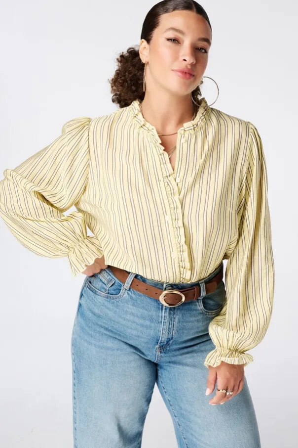 Gestreepte blouse met volants