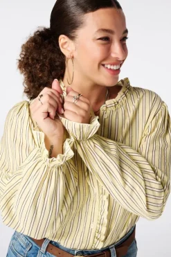 Gestreepte blouse met volants