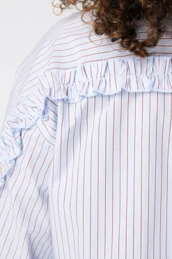 Gestreepte blouse met volants