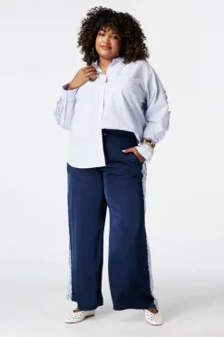 Gestreepte blouse met volants