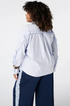 Gestreepte blouse met volants