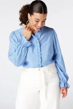 Gestreepte blouse met volants