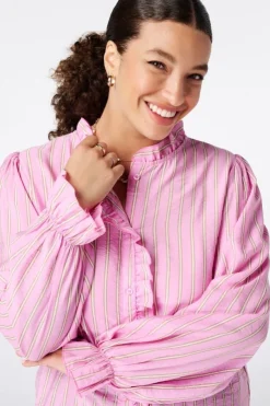 Gestreepte blouse met volants