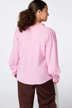 Gestreepte blouse met volants
