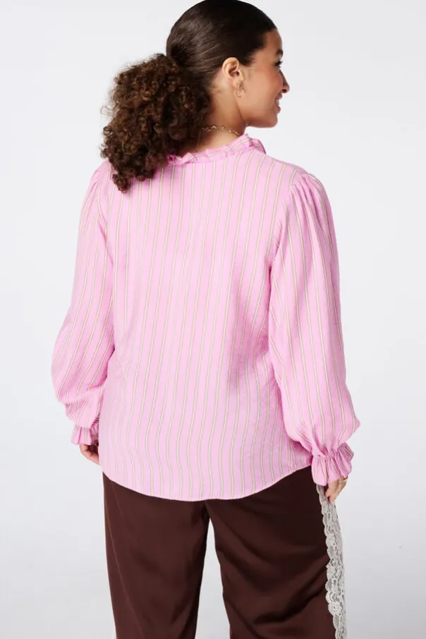 Gestreepte blouse met volants