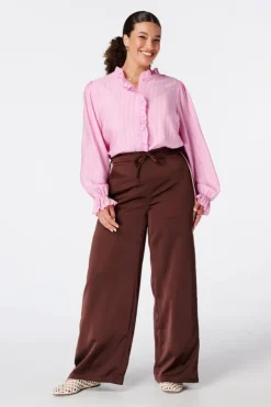 Gestreepte blouse met volants