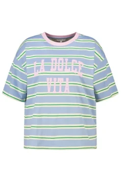 Gestreept t-shirt met tekst