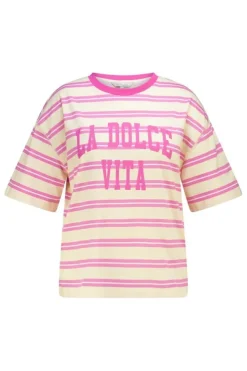 Gestreept t-shirt met tekst