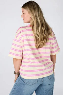 Gestreept t-shirt met tekst